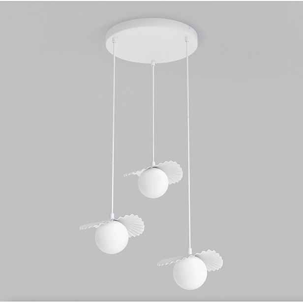 Závěsná lampa Flora 3-bodová bílá, skleněné opálové stínítko G9