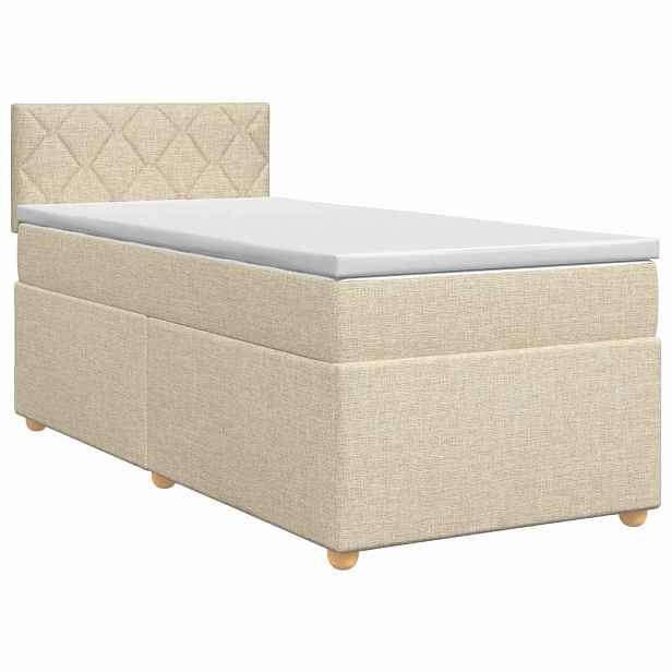 vidaXL Postel boxspring s matrací s čelo Krémová 80 x 200 cm Textil