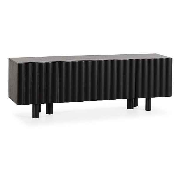 Černý TV stolek z mangového dřeva 160x55x40 cm Tamira – MOME
