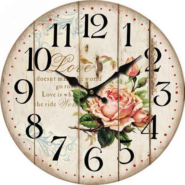 Dřevěné nástěnné hodiny Flower of love, pr. 34 cm