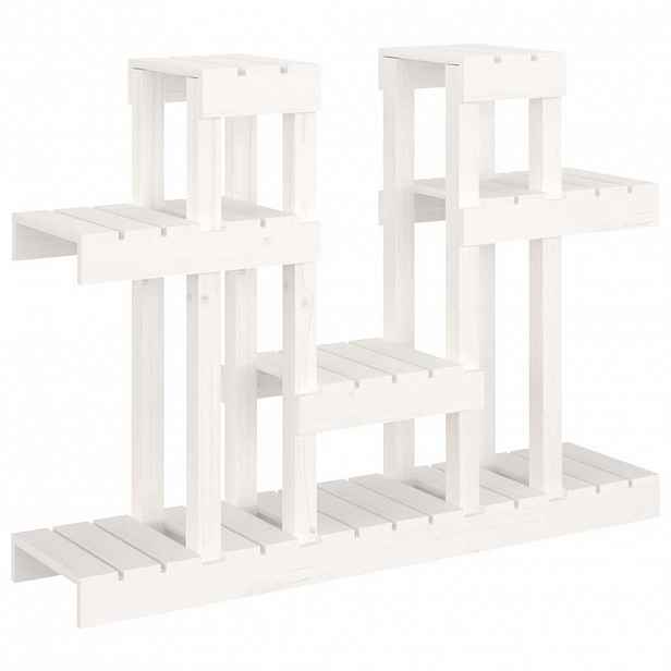 vidaXL Stojan na rostliny bílý 104,5x25x77,5 cm masivní borové dřevo