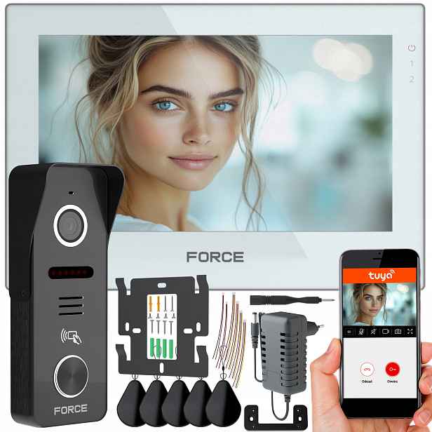 Videodomofon Force Prima Gt Rfid 7" Bílý Full Hd Čtečka Klíčenek WiFi Tuya