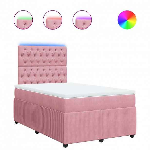 vidaXL Box spring postel s matrací růžová 120 x 200 cm samet