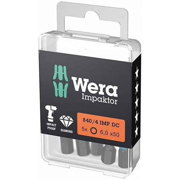 Bity 6 x 50 mm 840/4 Imp DC Hex-Plus Diy s povrchovou úpravou Wera (wera 05157646001)