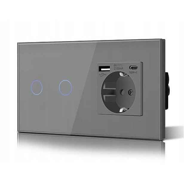 Dotykový spínač světla s Usb C zásuvkou
