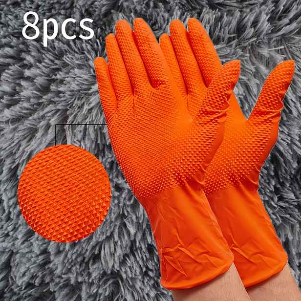 TEMU Čisticí rukavice, zesílené rukavice s vyvýšeným diamantovým vzorem, zesílené 8 mm, velikosti S/M/L/XL, bez pudru a -Free, vhodné pro venkovní