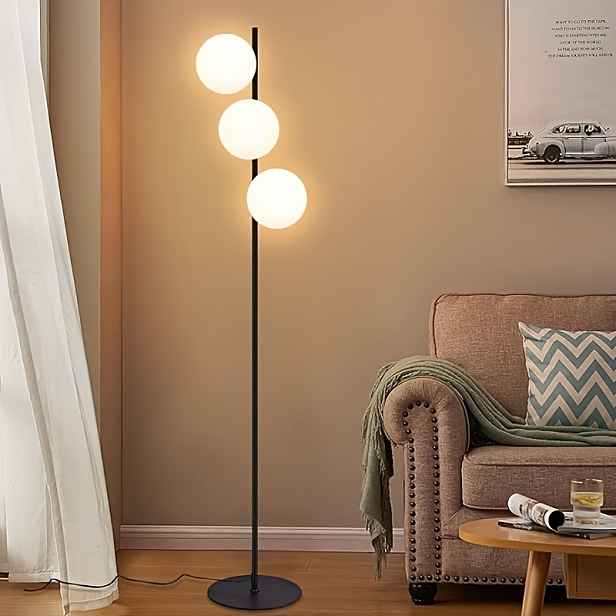 TEMU Moderní stojací lampa do obývacího pokoje, velká stojací lampa do obývacího pokoje, zlatá stojací lampa v industriálním stylu, design se třemi