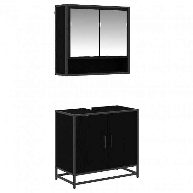 vidaXL Sada koupelnového nábytku 2 ks Černý dub 65 x 33 x 60 cm