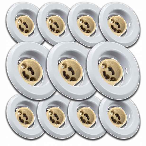 11 x Bílé Kulaté Stropní Svítidlo Halogen Zásuvka Konektor GU10 Pro Žárovku