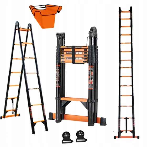 5M8 Teleskopický Žebřík Skládací Multifunkční 2×7 Schodů 150 Kg