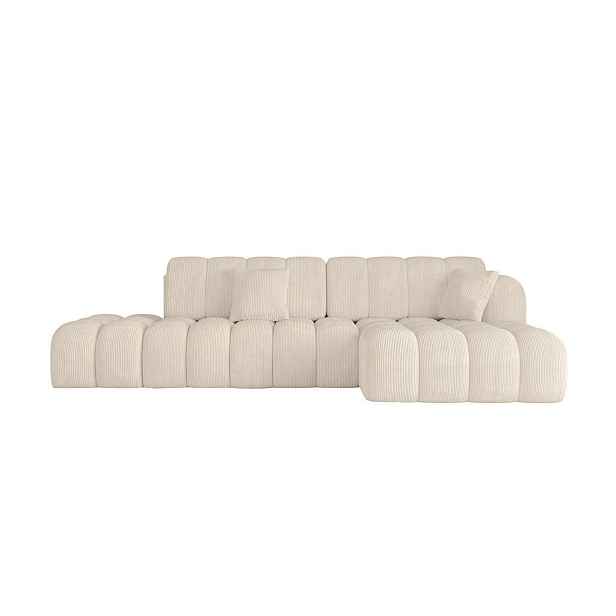 ALTDECOR ROHOVÁ SEDAČKA s funkcí spaní a otomanem, pravá OLEA-L2-S 321x164x75 Béžová Manšestr