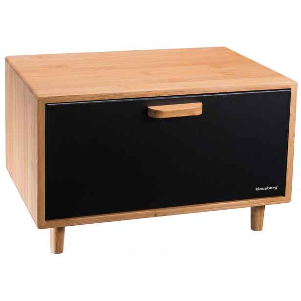 Chlebník nádoba na pečivo 36 x 26 x 23 cm bambus černá ocel Klausberg
