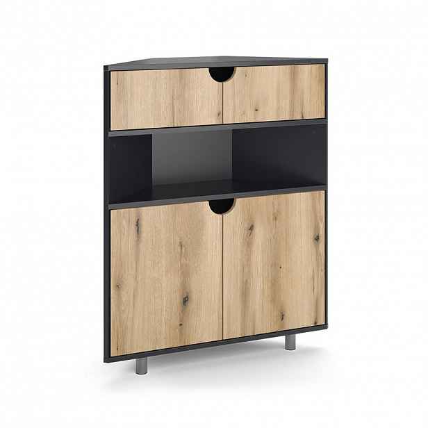 Vicco KREDENC Inaro Antracit/dub 79 x 96 cm se 4 přihrádkami