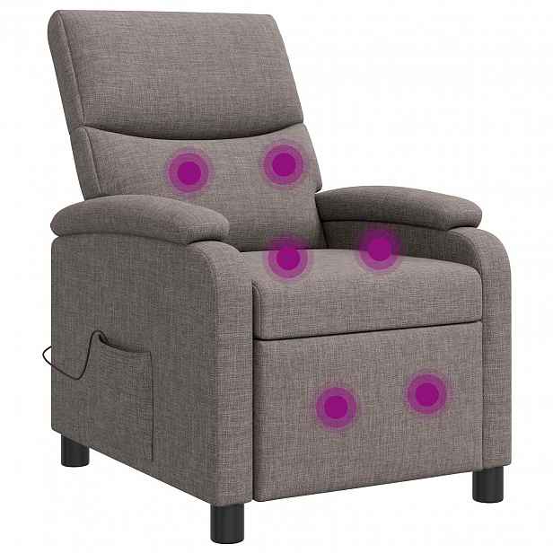 vidaXL Masážní polohovací křeslo Taupe Textil
