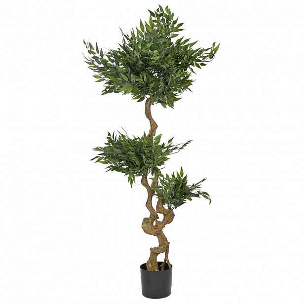 Beliani UMĚLÁ ROSTLINA v květináči 166 cm Zelená/Černá Ruscus Tree