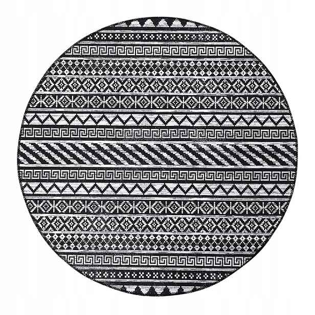 Koberec kulatý protiskluzový, 120 cm černý, voděodolný, praní