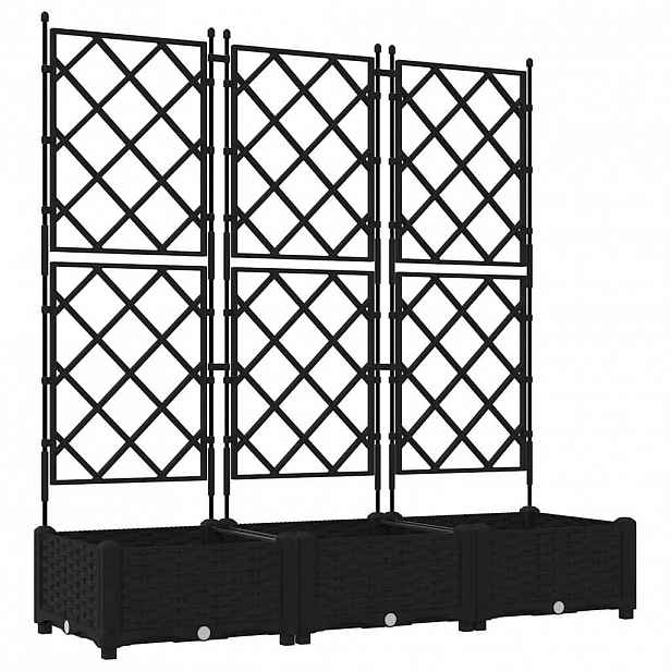 vidaXL Zahradní pěstebník 3 ks Černá 120 x 40 x 125,5 cm PP