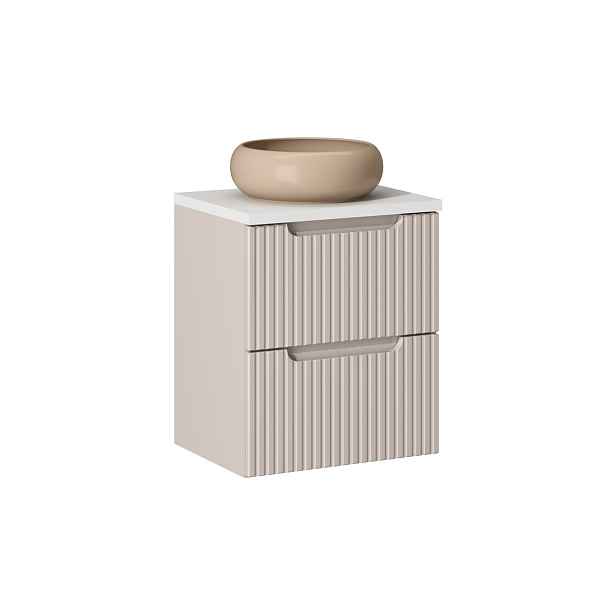Comad Závěsná skříňka Nova Cashmere Wiki II s deskou a umyvadlem 50 cm kašmírová/bílá