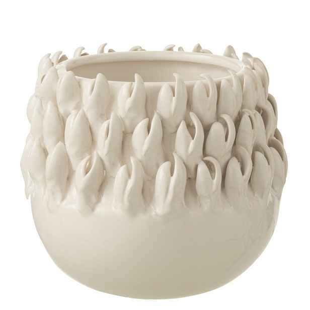 Krémový keramický obal na květináč Ibiza white - Ø 15*14cm J-Line by Jolipa