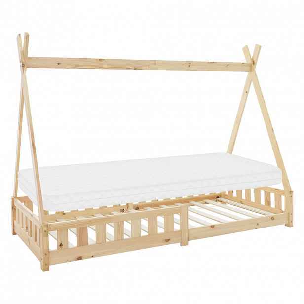 ML-DESIGN DĚTSKÁ POSTEL Tipi s matrací 90x200 cm přírodní