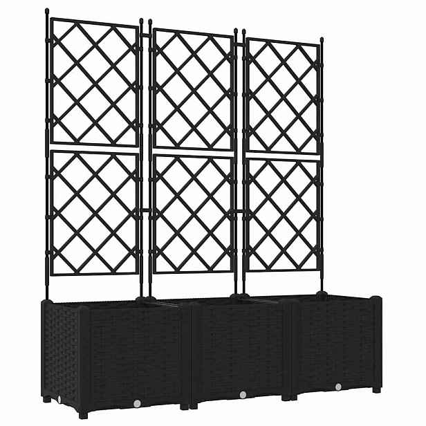 vidaXL Zahradní pěstebník 3 ks Černá 120 x 40 x 143 cm PP
