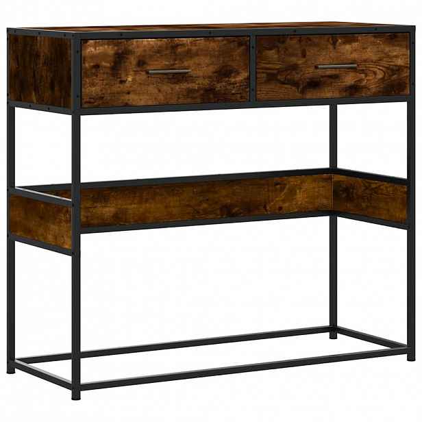 vidaXL Konzolový stolek kouřový dub 90x35x80 cm kompozitní dřevo