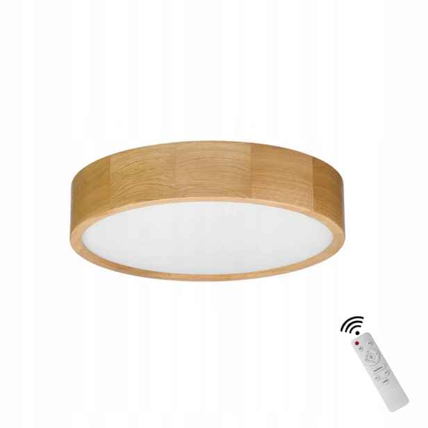 Stropní Svítidlo Stropní Svítidlo Led Dřevo Závěsný Lustr Kulatý Dub S Dálkový Ovladač 40 CM