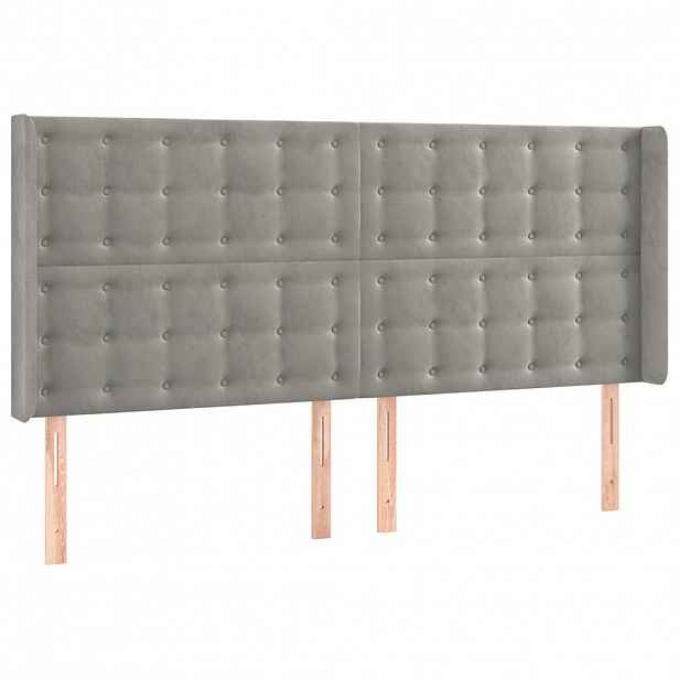 vidaXL Čelo postele typu ušák světle šedé 163x16x118/128 cm samet