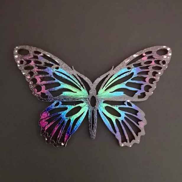 Dekorace motýl dřevo modrá 9cm