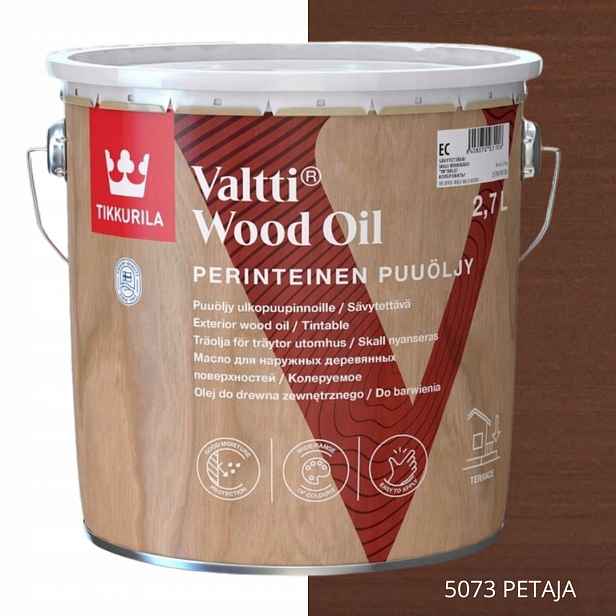 Tikkurila Valtti Wood Oil Olej Na Dřevo 2,7 L Barva 5073 Petaja