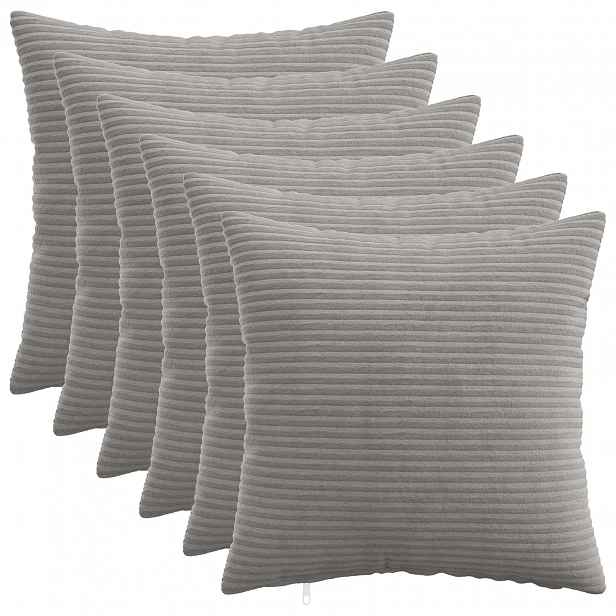 vidaXL Povlak na polštář 6 pcs HEERLEN Světle šedá 30 x 30 cm manšestr
