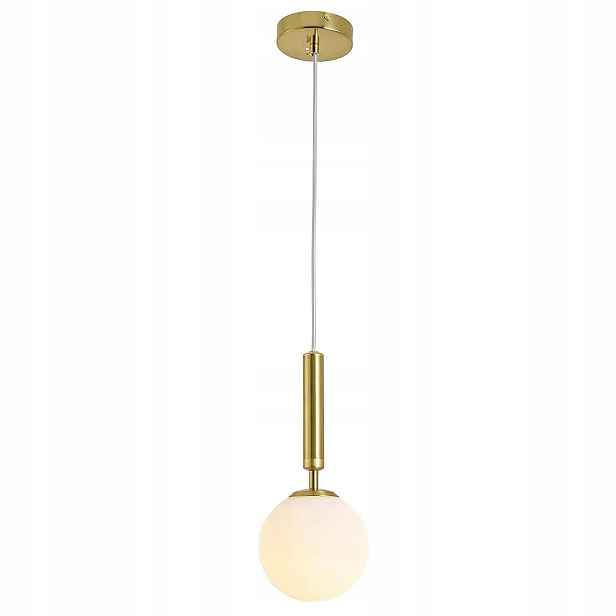 Závěsná lampa Zlatá Bílá Mléčná Skleněná Kula G108-1W 1 -světelné body E27