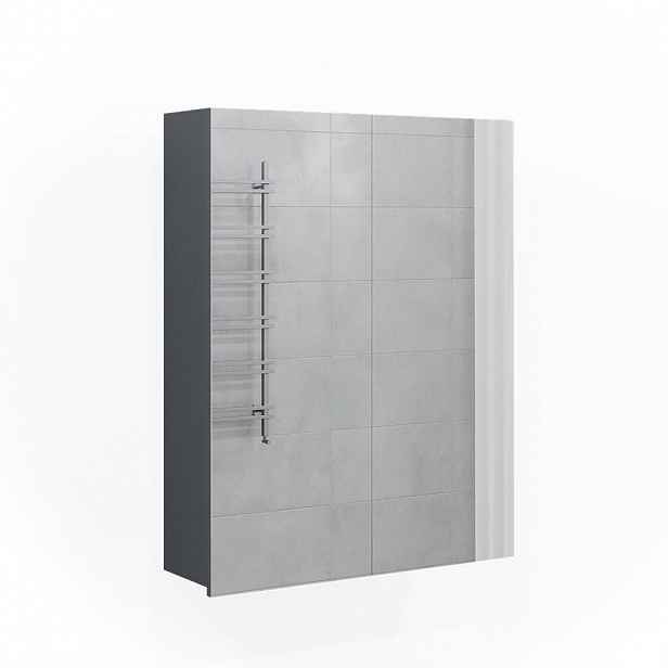 Vicco KOUPELNOVÁ ZRCADLOVÁ SKŘÍŇKA Fredd Antracitový vysoký lesk 60 x 77 cm