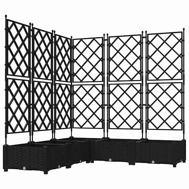 vidaXL Zahradní pěstebník 5 ks Černá 120 x 120 x 125,5 cm PP