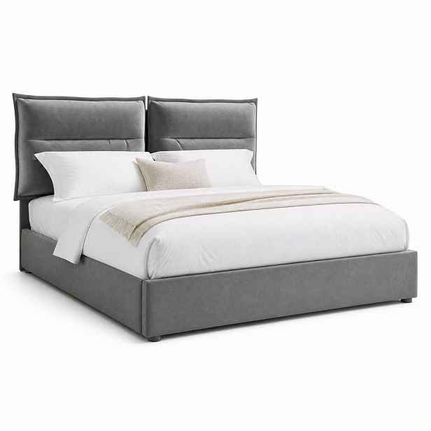 CHICFURN ČALOUNĚNÁ POSTEL 140/200 cm v šedé barvě se sametovým potahem a úložným prostorem