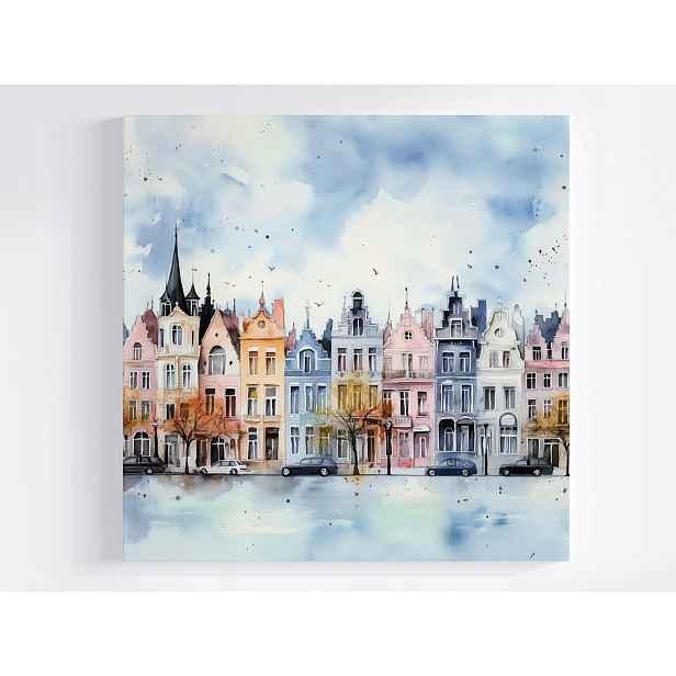 Obraz Na Plátně Canvas Barevné Kamínky Belgické Domky Ulice 50x50