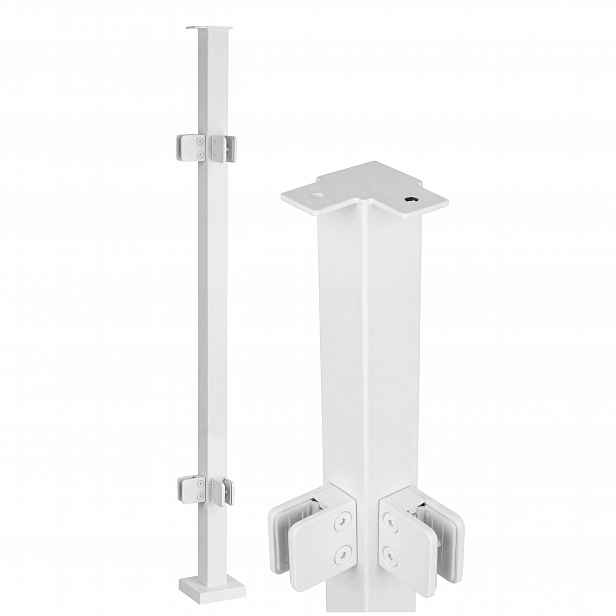 Rohový sloupek pro skleněné zábradlí 110 cm Sklo Bílý 40x40 mm Loft