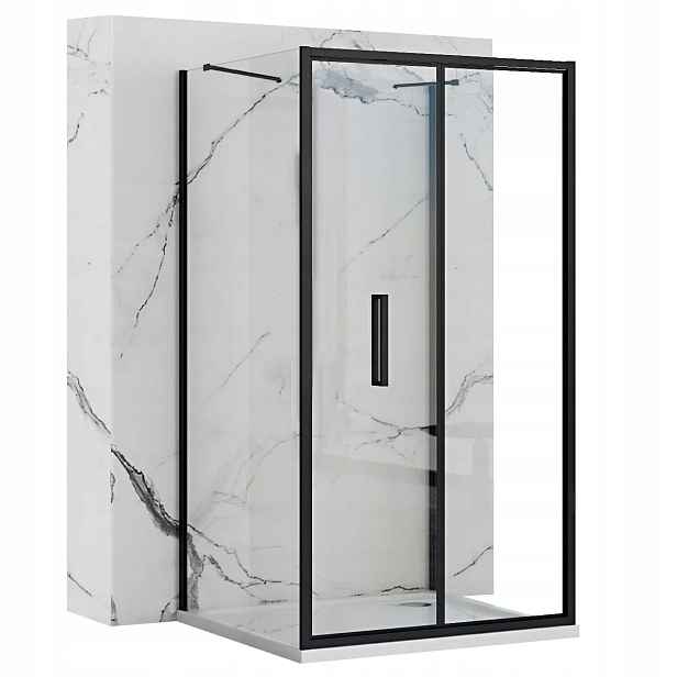Sprchový Kout 90x90 Nástěnná Černá Skládací Rea Rapid Fold Black