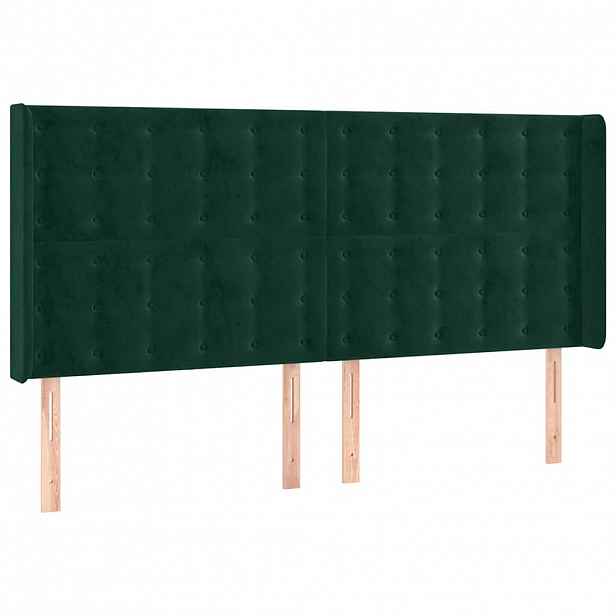 vidaXL Čelo postele typu ušák tmavě zelená 163x16x118/128 cm samet