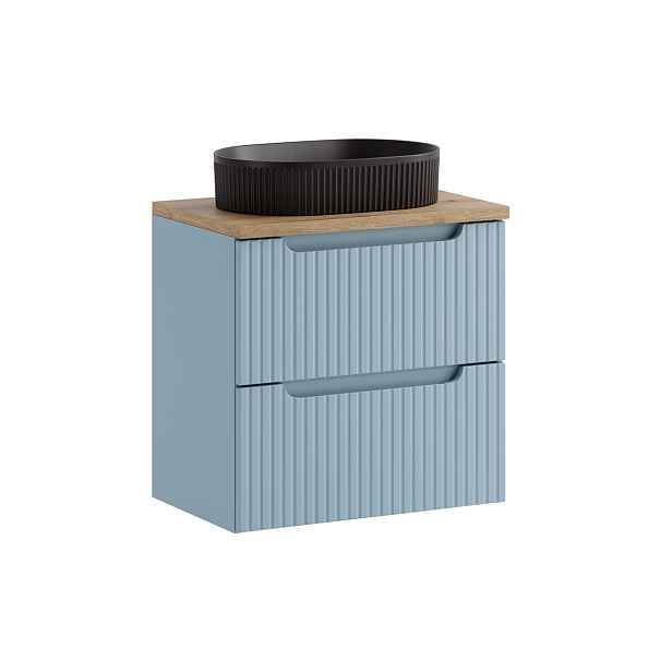Comad Závěsná skříňka Nova Denim s deskou a umyvadlem 60 cm modrá/dub coast evoke