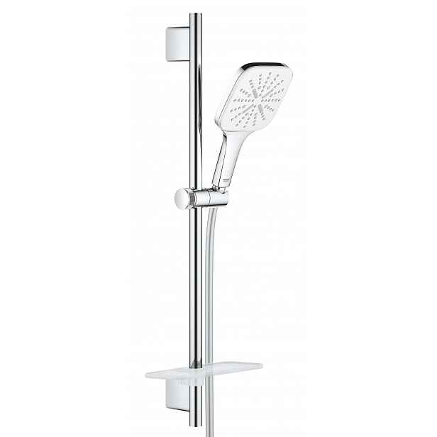 Grohe Rainshower SmartActive Cube - Sada sprchové hlavice 130 9,5 l/min, 3 proudy, tyče 60 cm a hadice, měsíční bílá 26584LS0