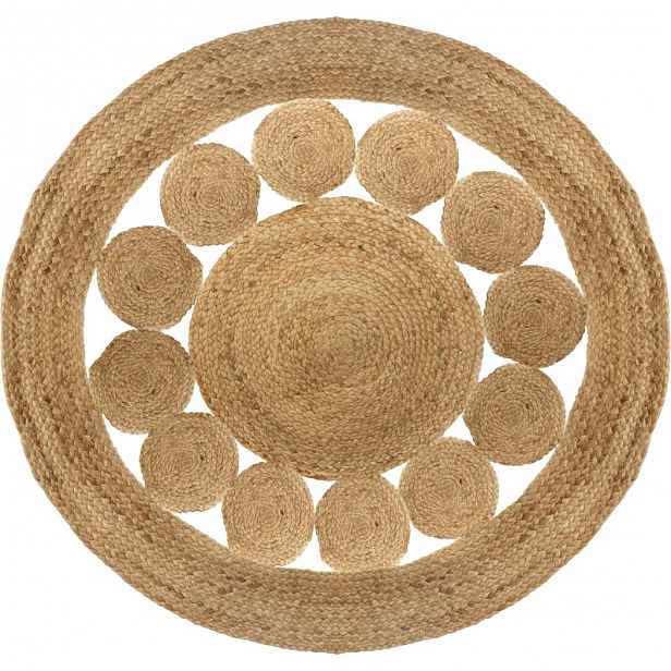 Koberec kulatý, pletený z juty, 120 cm