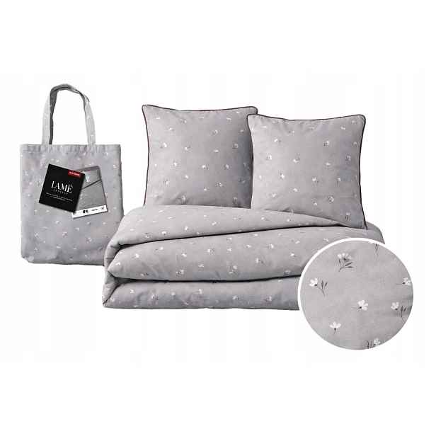 Povlečení šedé s jemným vzorem Elegantní Jemné 160X200 S Květinami Perkál Letní