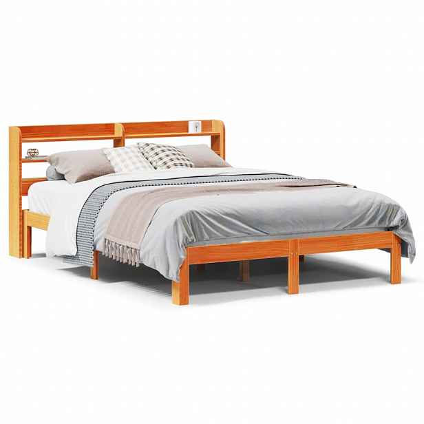 vidaXL Postel bez matrace voskově hnědá 120 x 190 cm masivní borovice