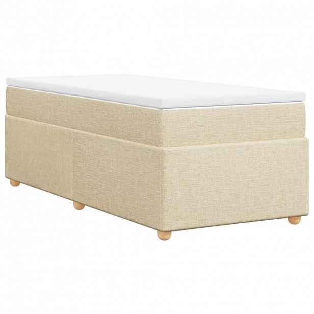 vidaXL Box spring postel s matrací krémová 90x190 cm textil