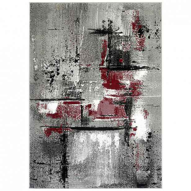 XXXLutz TKANÝ KOBEREC, 80/150 cm, šedá, červená Boxxx - Tkané koberce - 003405001654