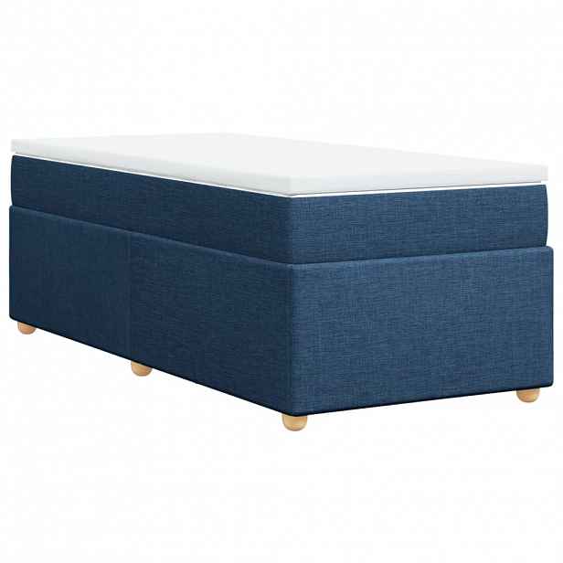 vidaXL Box spring postel s matrací modrá 90x190 cm textil
