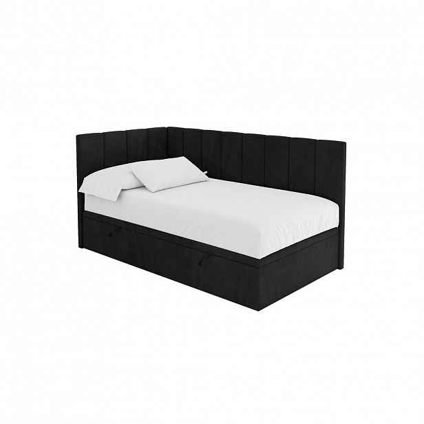 ALTDECOR JEDNOLŮŽKOVÁ POSTEL pro mládež s úložným prostorem vpravo, bez matrace - LOVY 80x200 černá