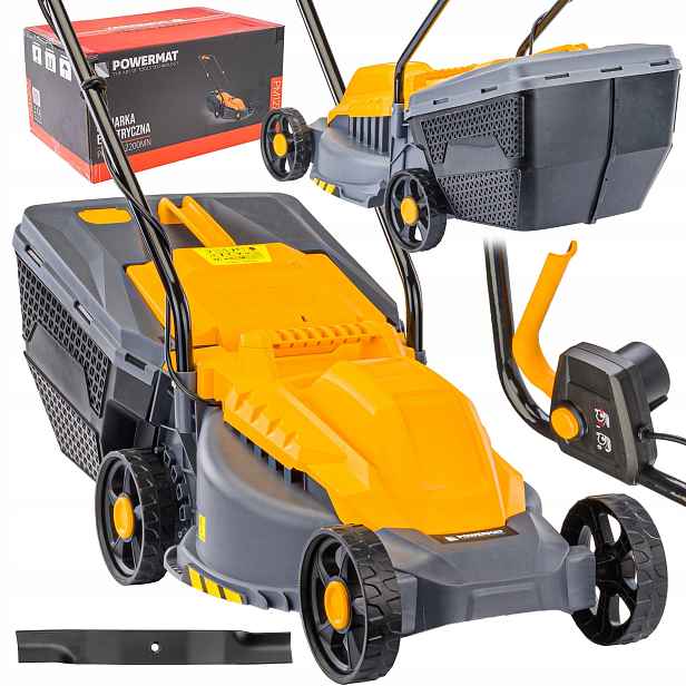 Elektrická Sekačka Na Trávy 2200 W Nůž 32 CM Lehká, Velký Koš 30 L