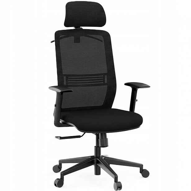 Ergonomická kancelářská židle OC17B, s 2D opěrkou hlavy, černá